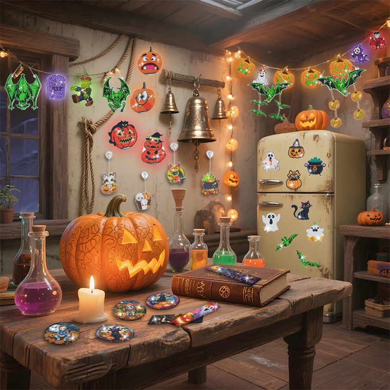 Diamond Art Kit for Beginners, DIY Halloween Witch Bead Painting