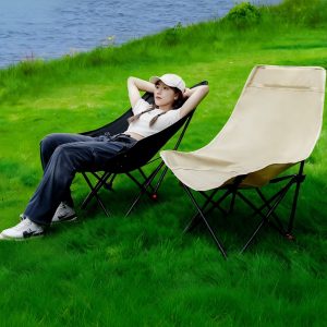Outdoor Reclining Moon Chair – 3-Position Adjustable Camping Lounger